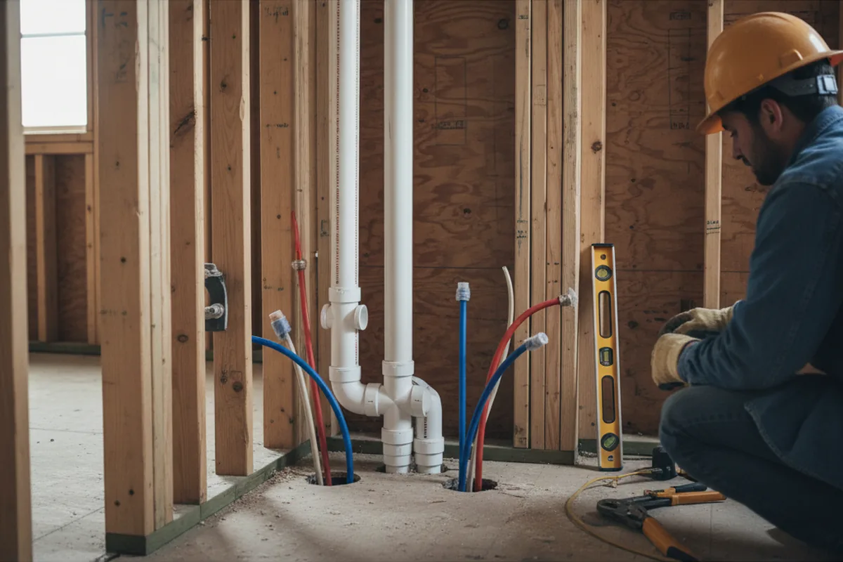 Drain and supply rough-in during Drain Cleaning in Parish