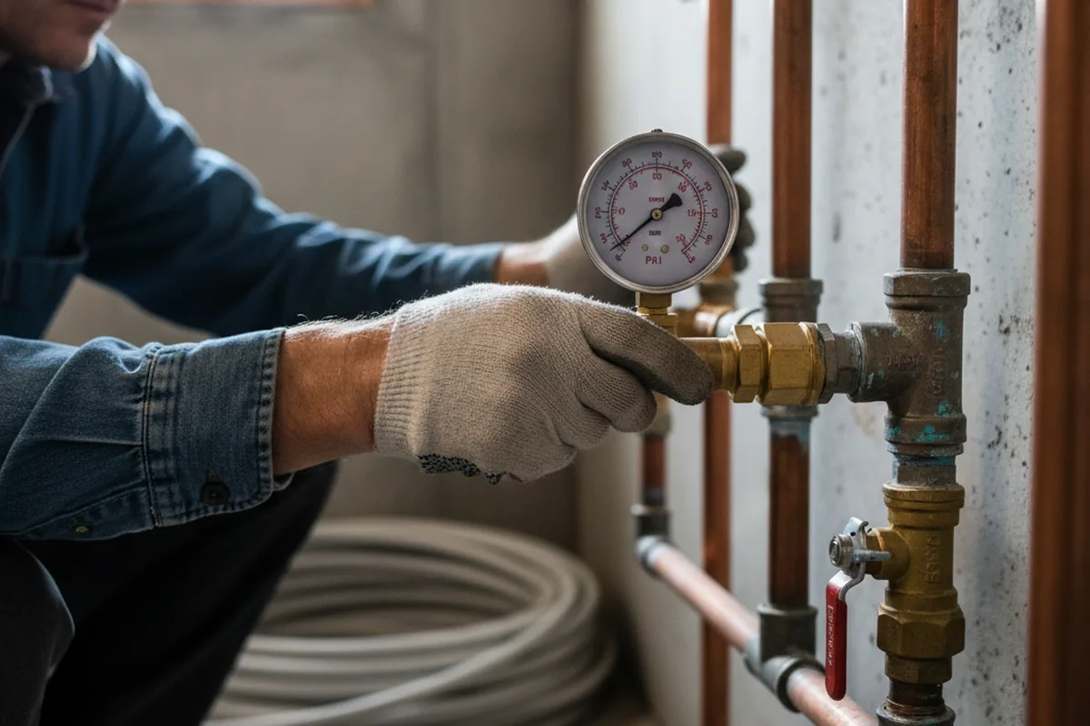 Pressure testing a repaired line during Water Line Repair in Parish