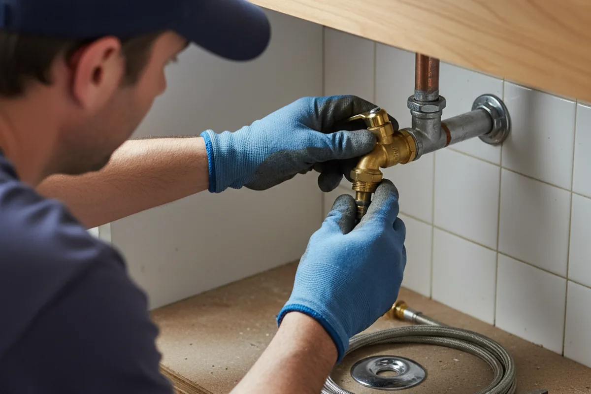 Shutoff valve and fitting work during Emergency Plumbing in Parish